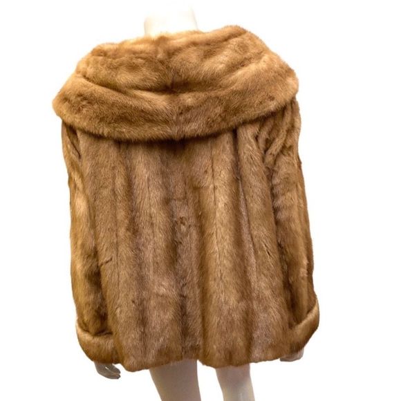 1960s Vintage Simpsons Fur Salon Glamorous Large Collar Short Tan Coat‎ - Picture 2 of 8